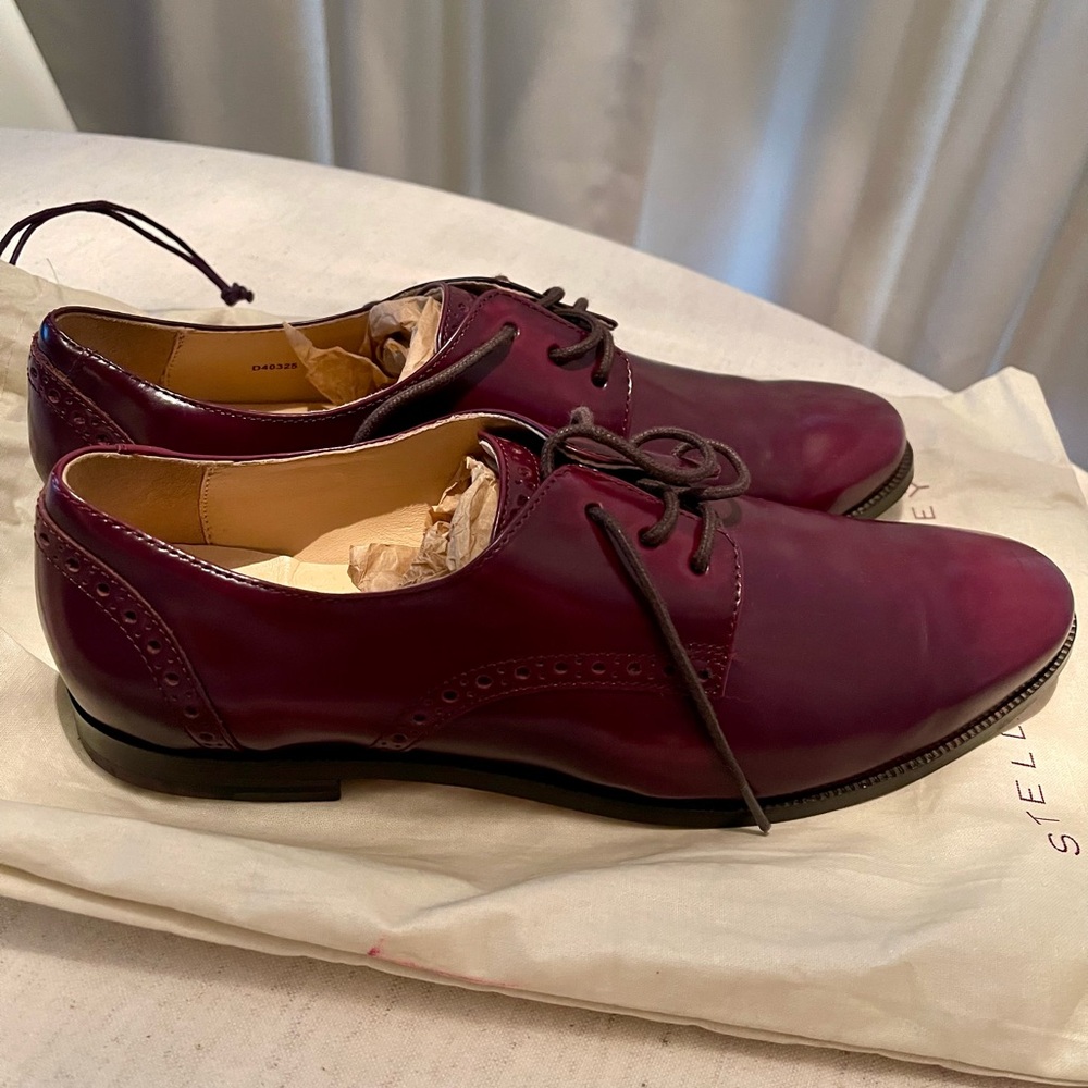 Red Brown Leather Oxford Flat Shoe